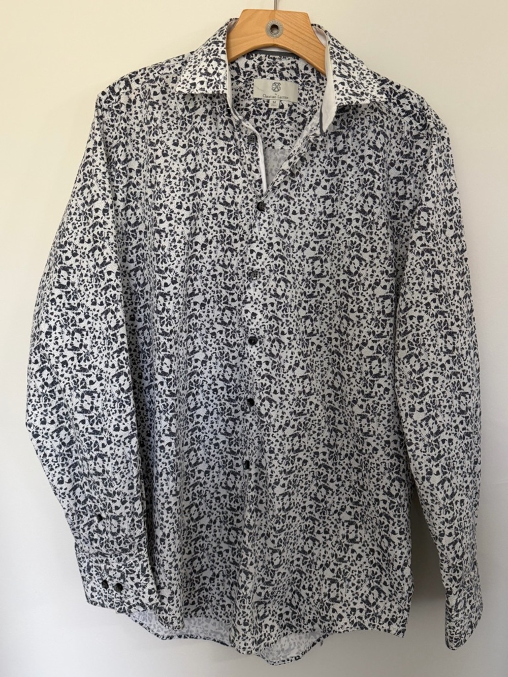 Men's | Christian Lacroix | White & Black Patterned Button-Up Shirt | M